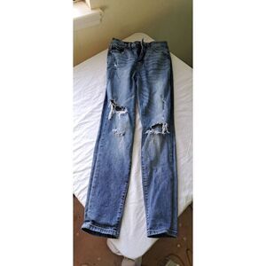 Womens /Juniors Kancan Jeans Size 3/25 Skinny Mid Rise Rips Medium Wash